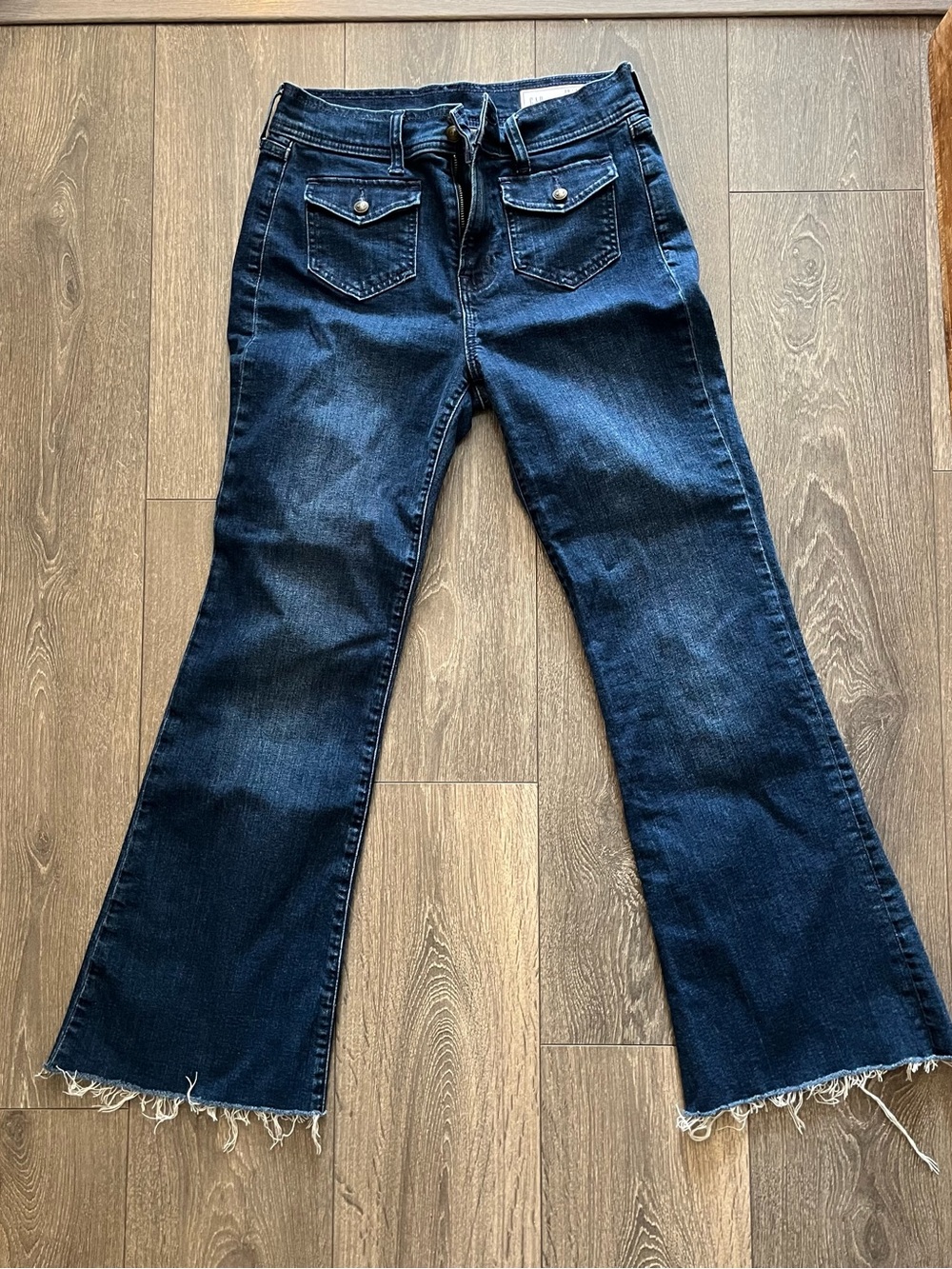 GAP Dark Blue Flared Jeans with Frayed Hem